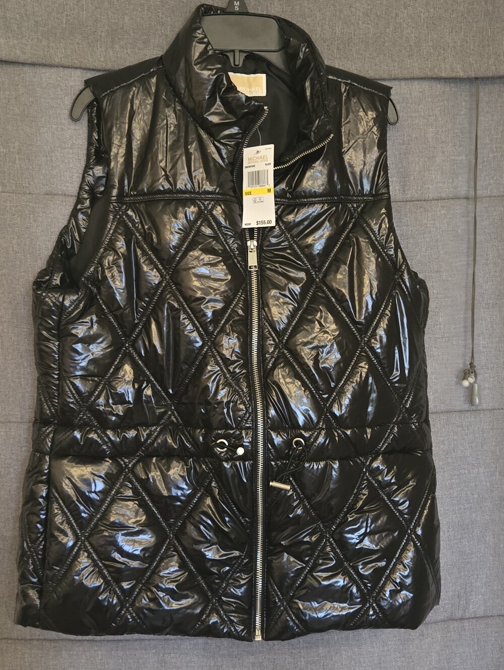 $155 Michael by Michael Kors Black Puffer Vest Shiny Medium Womens